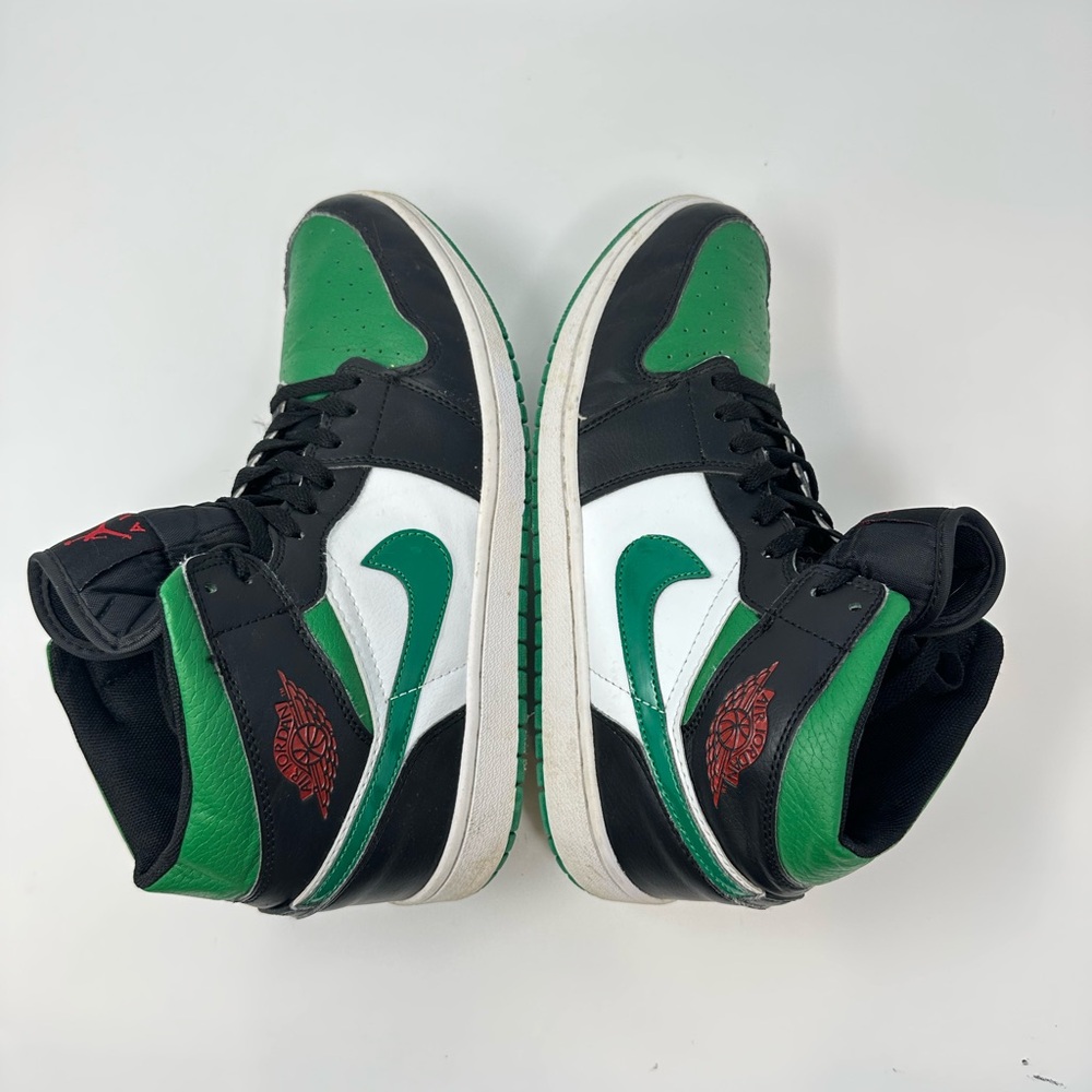 Air Jordan 1 Mid Shoe Black and Green Nike Men's size 10.5 - Picture 4 of 15